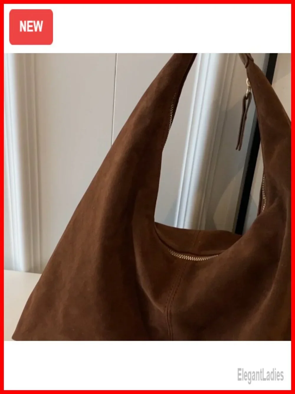 Faux Suede Hobo Bag with Bow Magnetic Closure Large Capacity Shoulder Tote